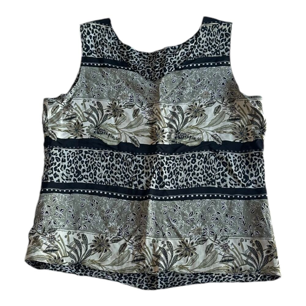 Vintage Tank Top Size Large Reversible Retro Floral Animal Print 90s Summer